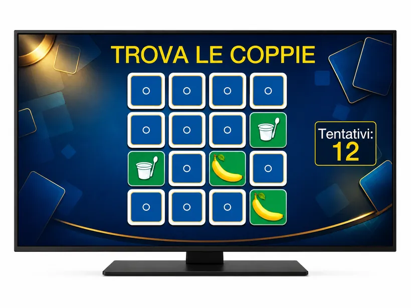 Gioco Trova le coppie (memory) di GiocaFacileTv sulla televisione