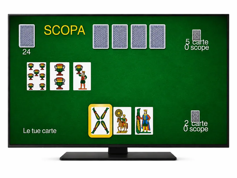 Partita a Scopa di GiocaFacileTv sulla televisione